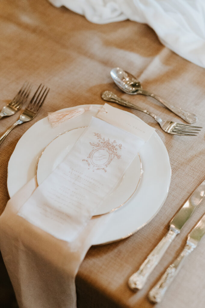 Fabric wedding menus