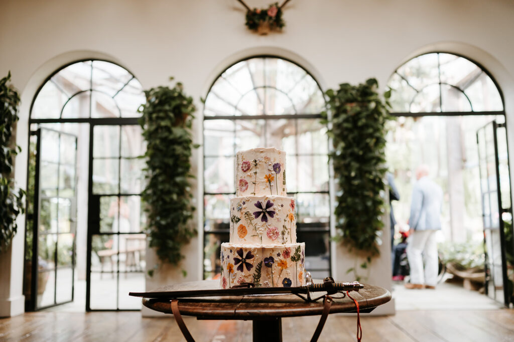 Pressed Flower wedding cake